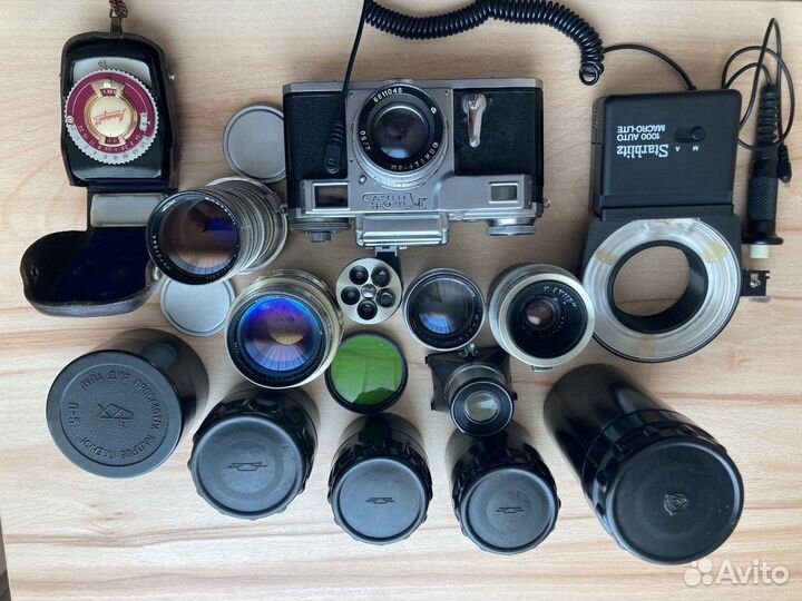 Фотоаппарат Киев 4+объектив Юпитер 3,Юпитер 9 и др