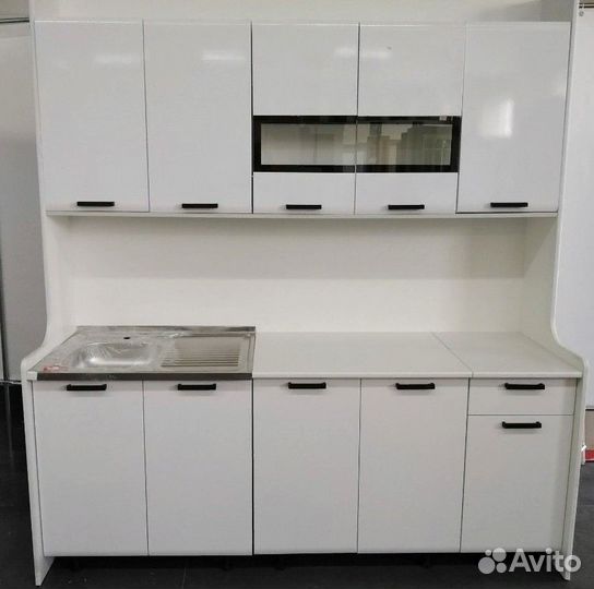 Кухня рио 2м. Белый глянец холодный