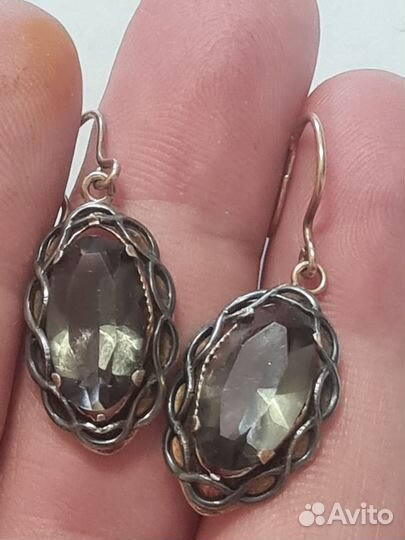 Серебряные серьги 875 проба СССР