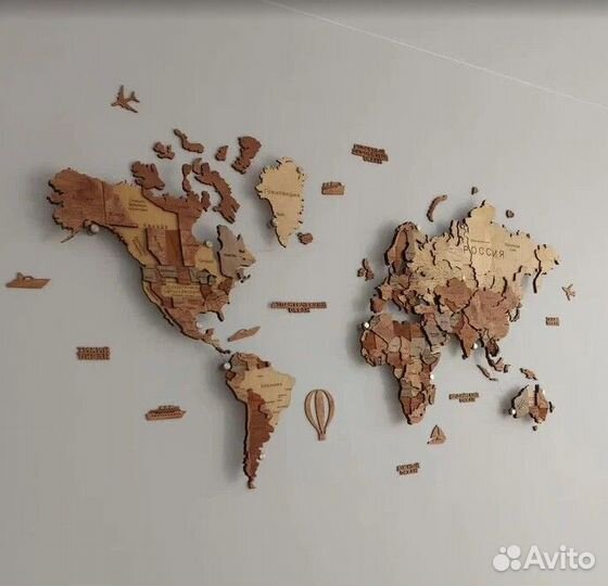 Деревянные карты мира от производителя