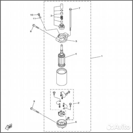 Электростартер Yamaha (Ямаха) и аналоги 60 л.с. 2т