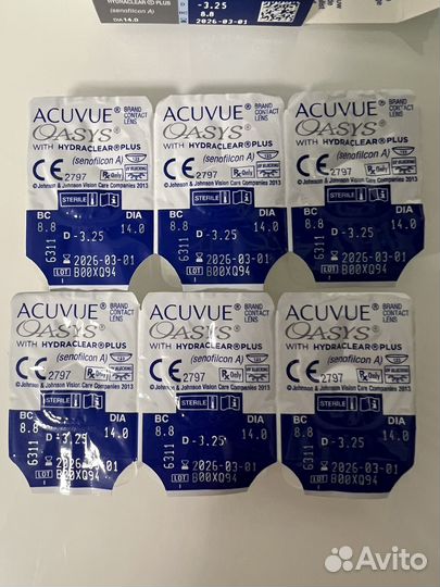 Контактные линзы acuvue oasys -3,25; 8,8; 6шт