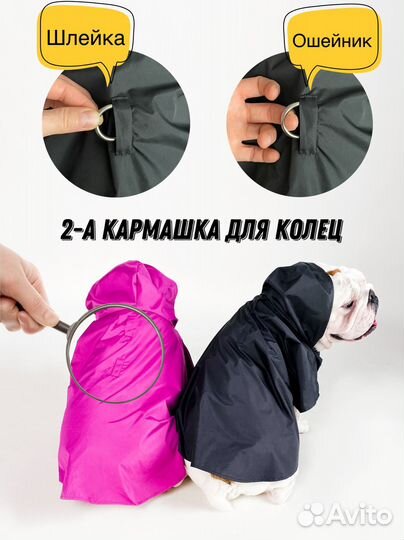 Дождевик для собаки Черный/Сиреневый