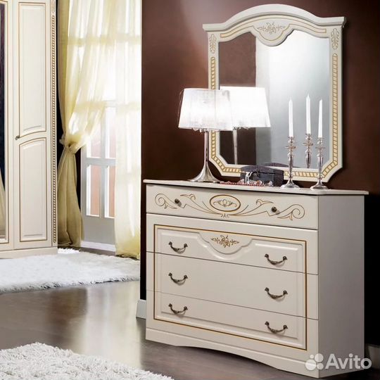 Гарнитур для спальни Сорренто белый 5Д - 1.6 крем