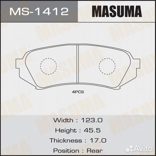 Колодки тормозные дисковые Masuma MS-1412