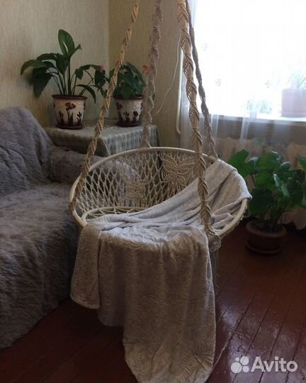 Подвесное кресло качель макраме