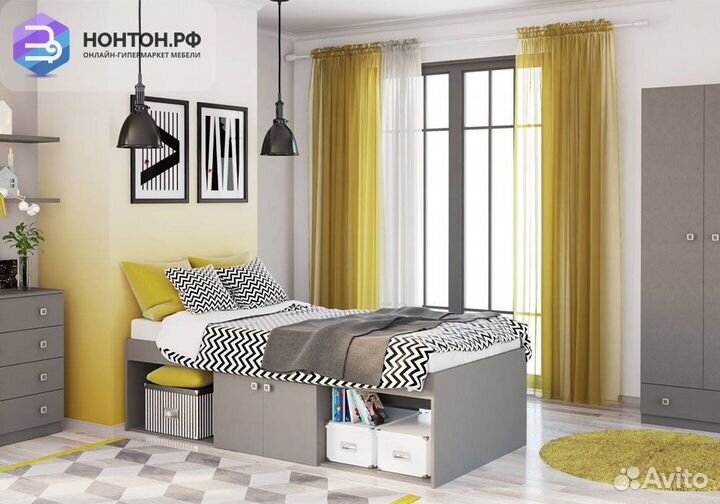 Кровать детская Polini kids Simple 3000 Н с нишами