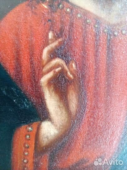 Икона Спас масло 19 век без вмешательств