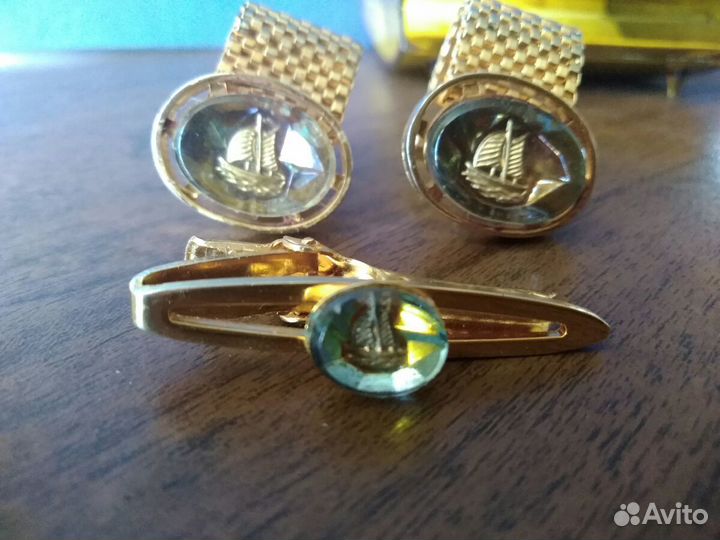 Запонки и булавка для галстука, винтаж,70-е гг