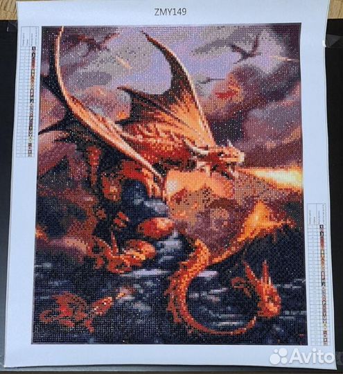 Алмазная мозаика без подрамника Дракон