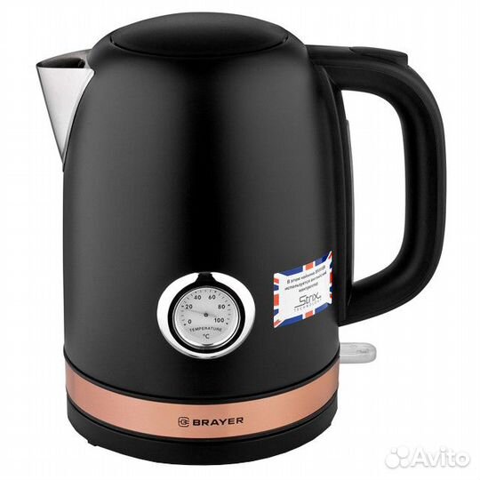 Чайник brayer BR1005BK 2200Вт 1,7л металл черный