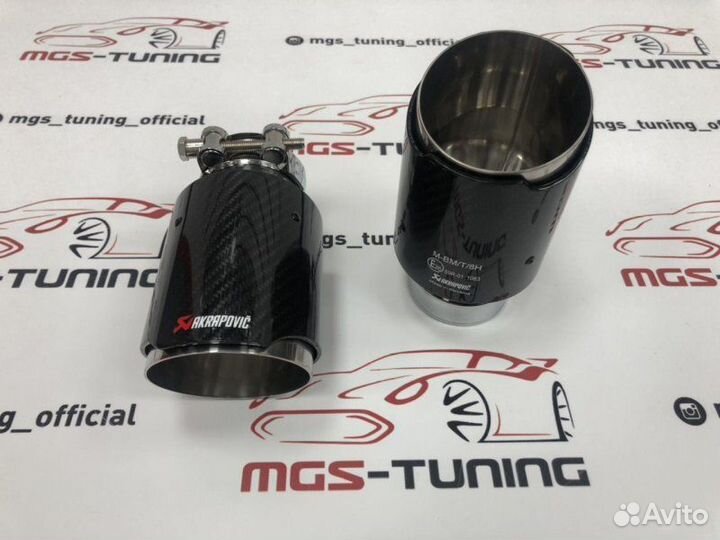 Насадки Akrapovic глянец карбон одинарные 89 мм