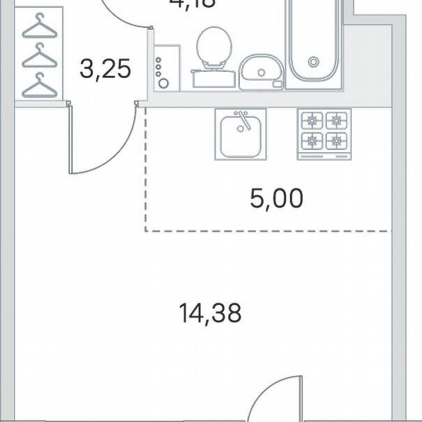 Квартира-студия, 27,8 м², 3/8 эт.