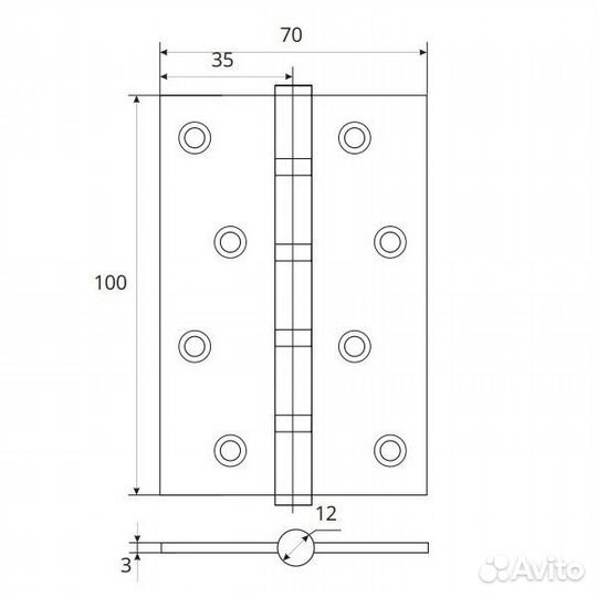 Петля дверная универсальная Apecs 100*70-B4-Steel