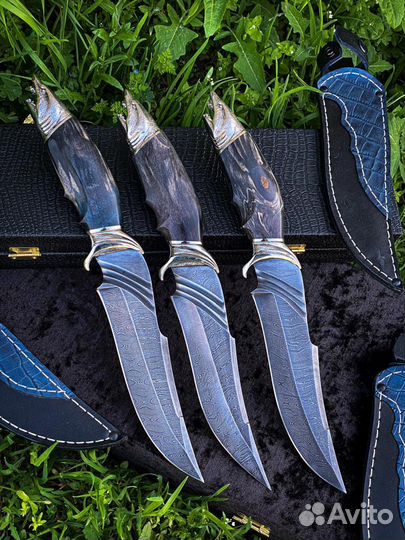 Нож акула из дамасской стали