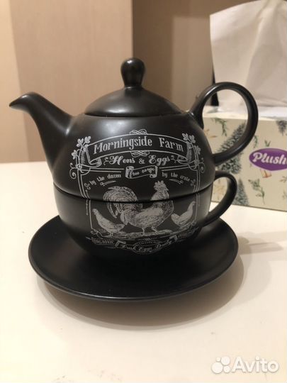 Заварочный чайник с чашкой керамический