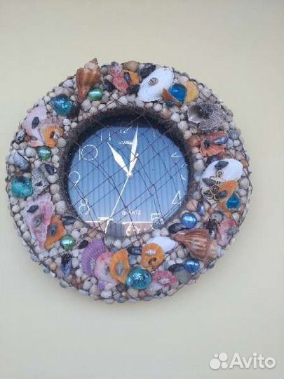 Венок морской, часы в морском стиле