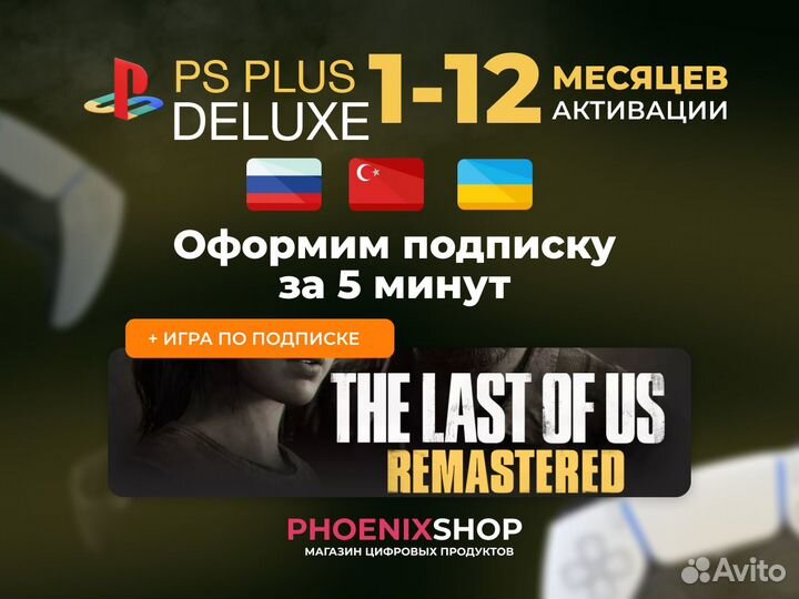 Подписка ps plus deluxe 1 3 12 для России + игра