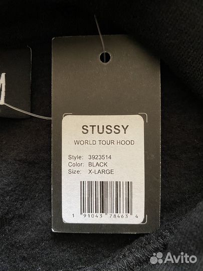 Худи Stussy World Tour Hood черный