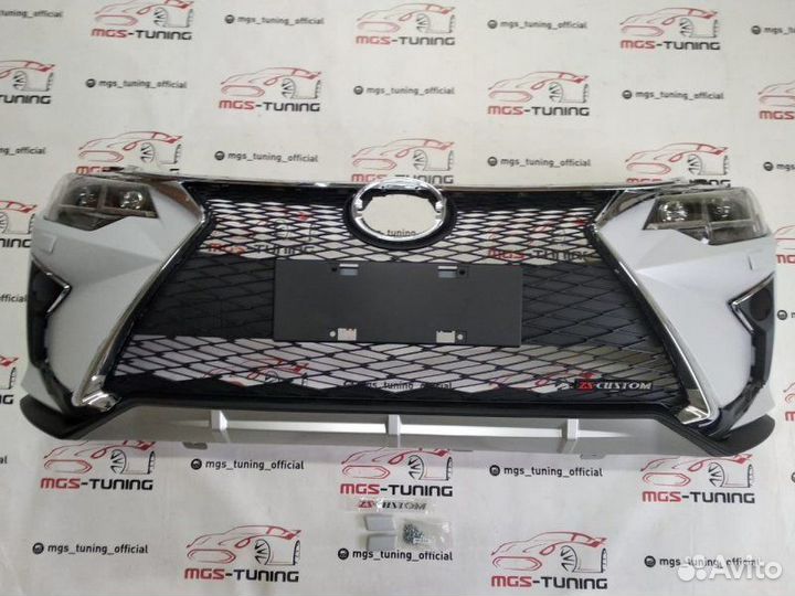 Передний бампер Toyota Camry Lexus +фары Lambo v55