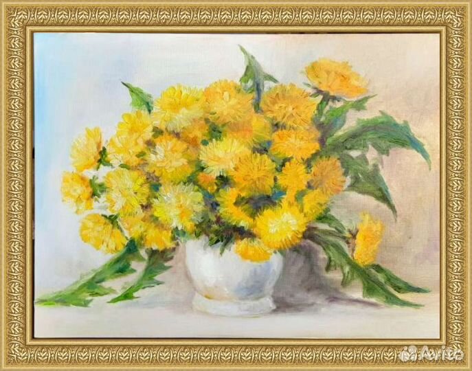 Букет одуванчиков Картина маслом на холсте 30\40