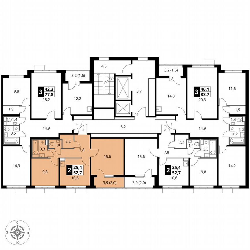 2-к. квартира, 52,7 м², 13/16 эт.