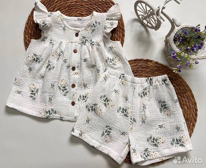 Костюм с шортиками детский муслин 98-116
