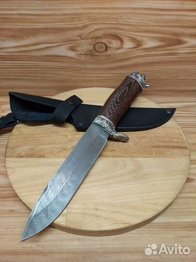 Нож охотничий стaль Дамаск