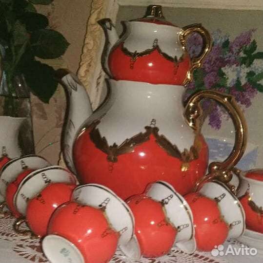 Чайный сервиз СССР Красный Бутон Барановка