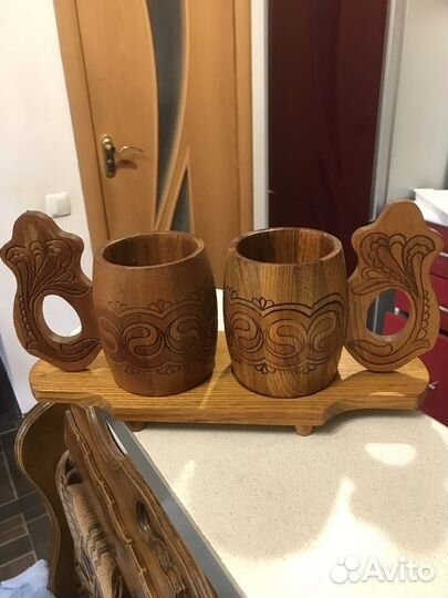 Пивная кружка СССР из натурального дерева