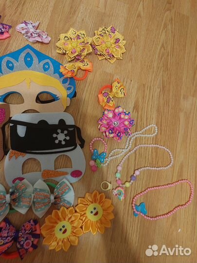 Пакет бантиков для девочек, маски 5 шт, бусы