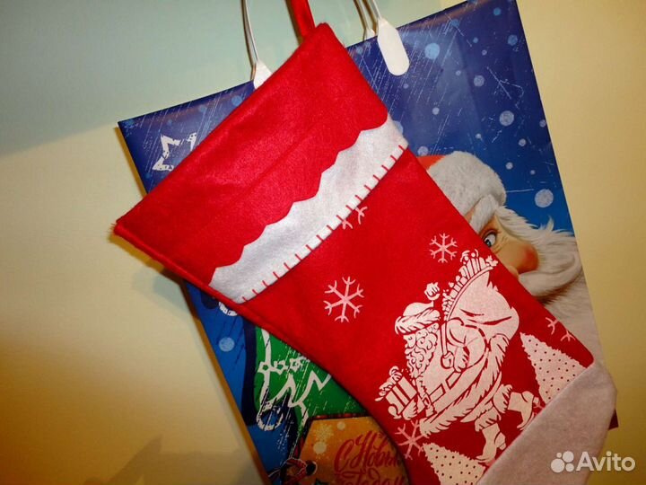 Новогодний сапог для интерьера/Пакет подарочный