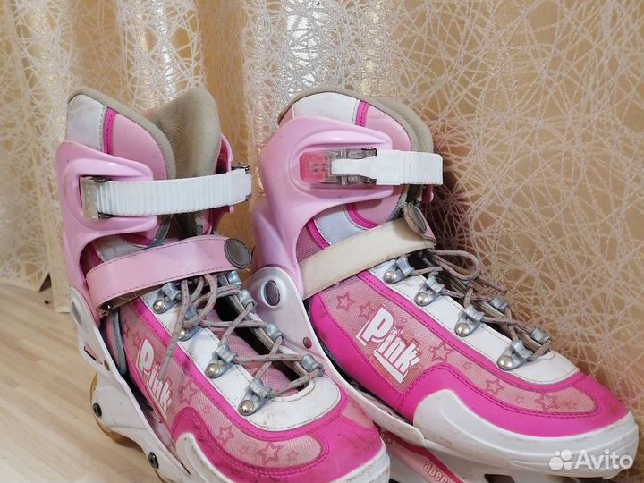 Ролики Larsen 36-41 розовые раздвижные детские