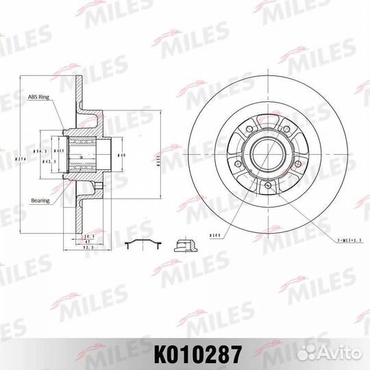 Диск тормозной renault laguna II с подшипником