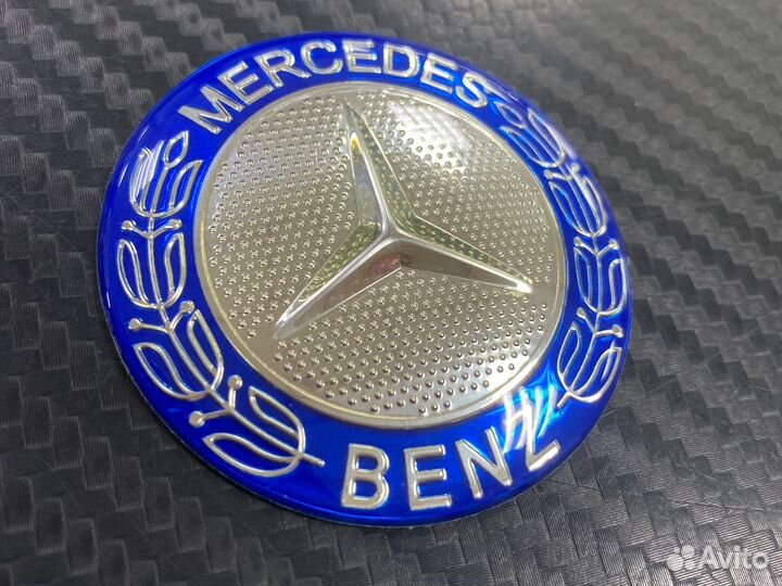 Эмблема в руль синяя 51 мм Mercedes Benz