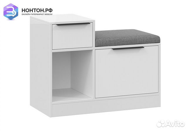 Тумба для обуви комбинированная Агата белая