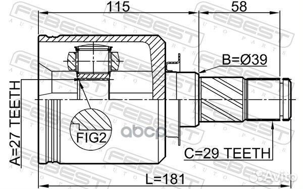 ШРУС внутренний перед лев 0211J32LH Febest