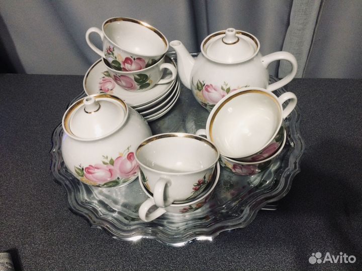 Чайный сервиз, Песочное, деколь, СССР