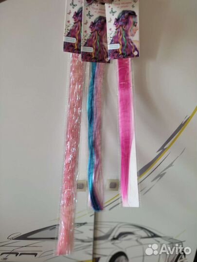 Пряди накладные 3 шт на заколке новые