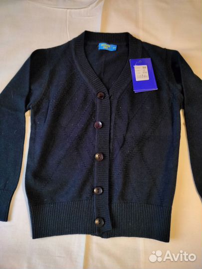 Джемпер на пуговицах 122см новый темно-синий