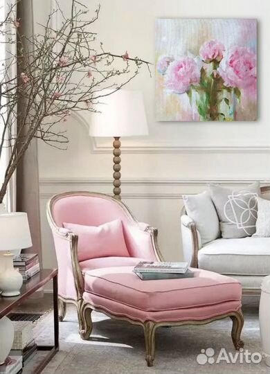 Картина маслом розовые пионы