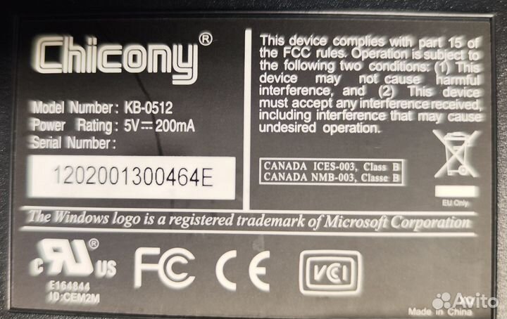 Клавиатура Chicony PS/2