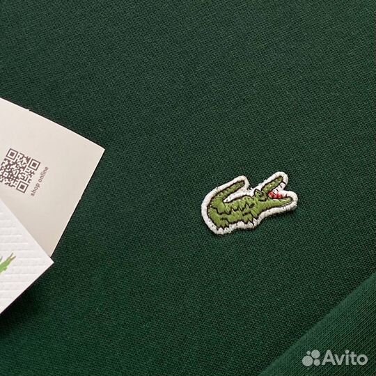 Свитшот зеленый lacoste с начесосм