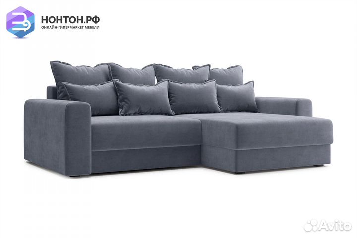 Диван угловой тик-так Омега темно-серый