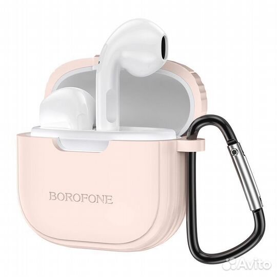 BT TWS Гарнитура borofone BW-29 White + Pink Case
