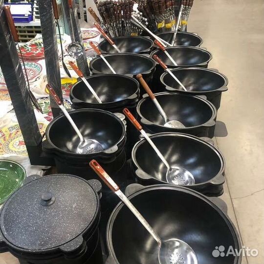 Казан чугунный с печкой с турбой