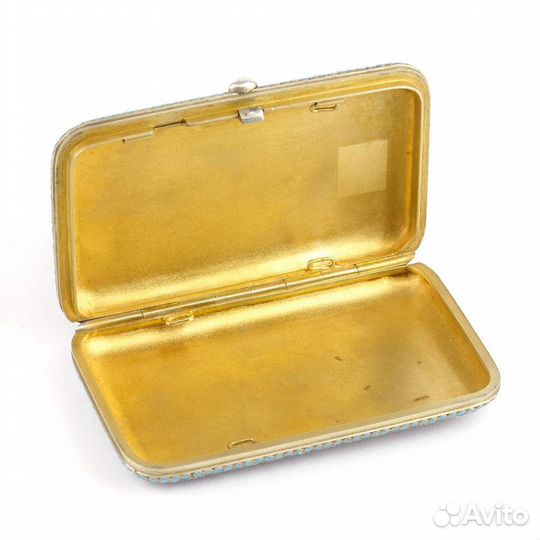 Антикварный старинный портсигар из серебра и эмали