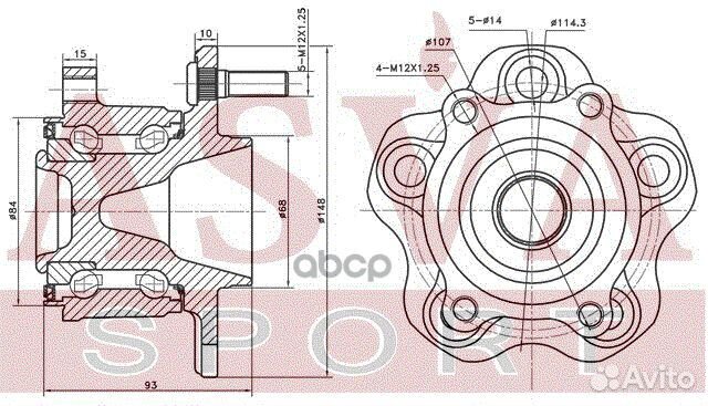 Ступица колеса с ABS зад прав/лев nissan