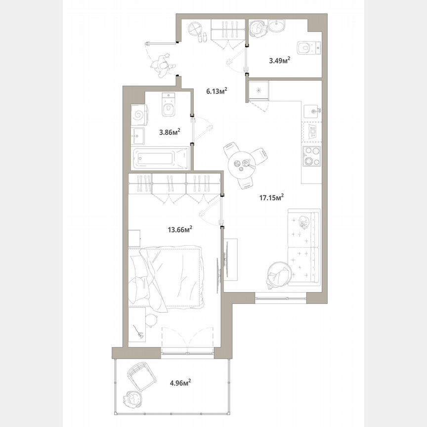 1-к. квартира, 45,8 м², 9/12 эт.