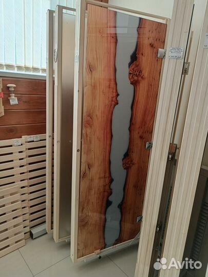 Дверь для бани, сауны стеклянная, деревянная